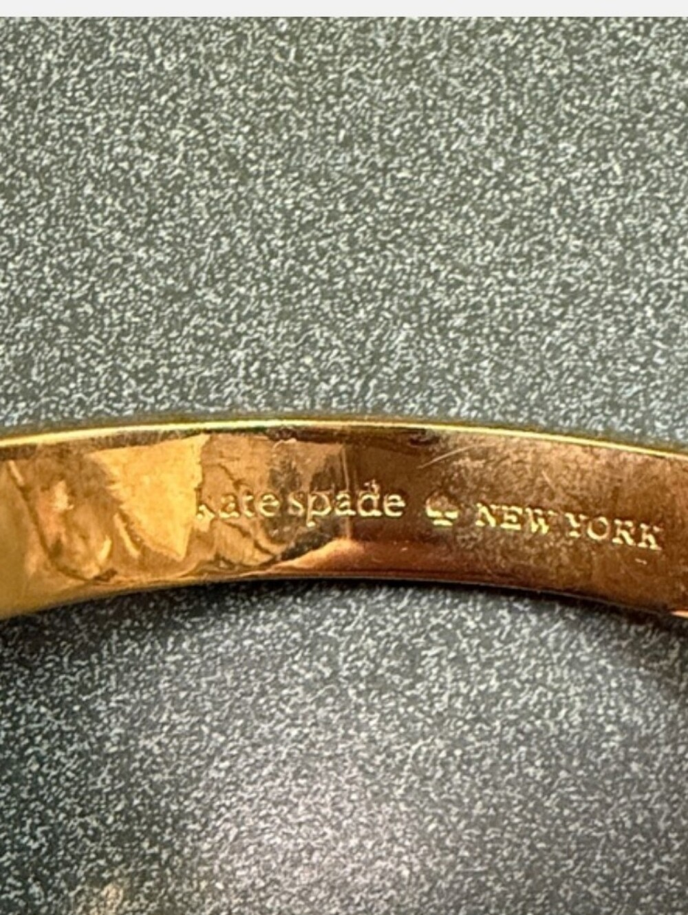 kate spade Gold-Tone and White Enamel Spade Cutout Bangle Bracelet EUC - Picture 2 of 10